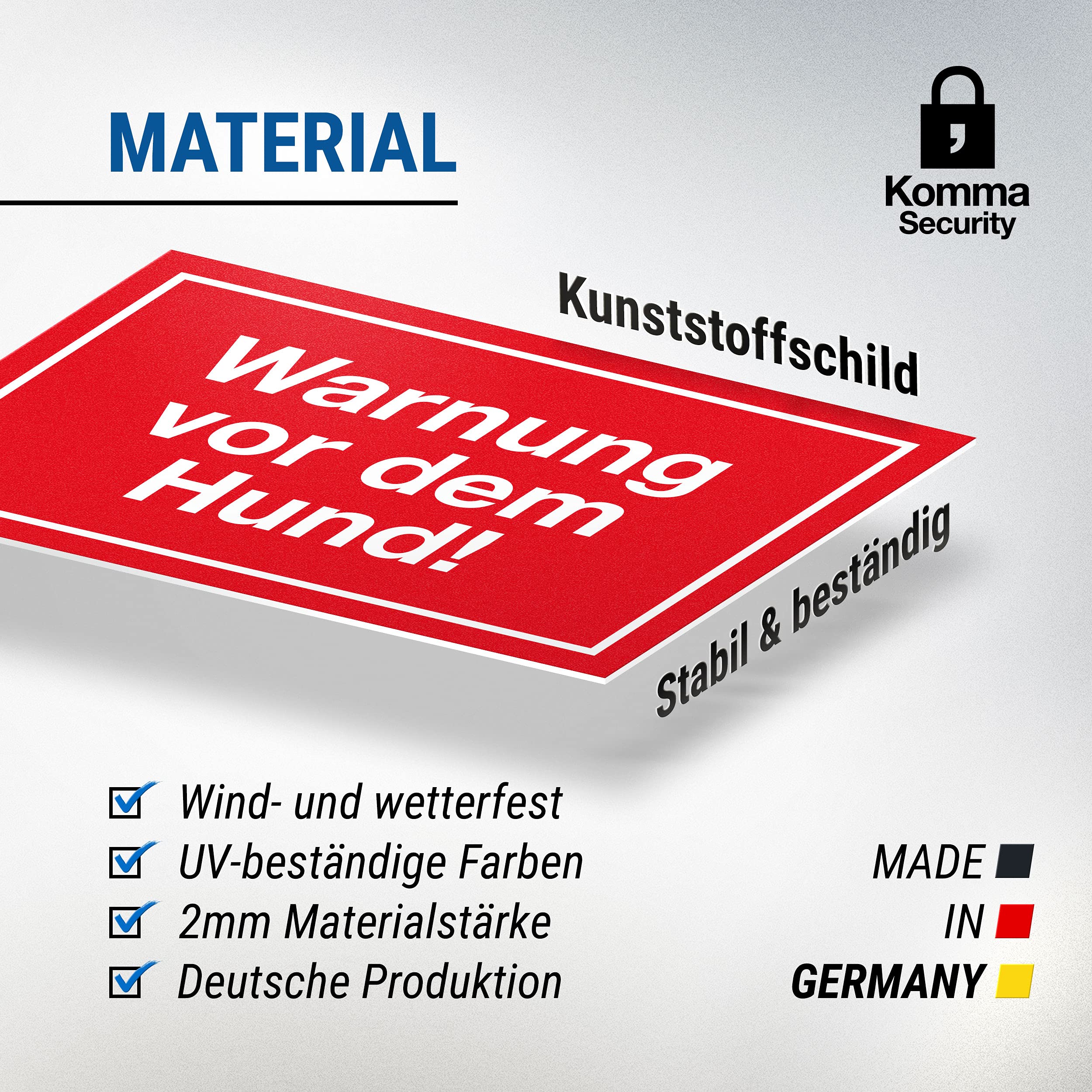 Warning Before The Dog Plastic Sign, Red, 30 x 20 cm, Weatherproof, Dog Sign The Garden Gate, Entry Gate/Front Door - Image 3