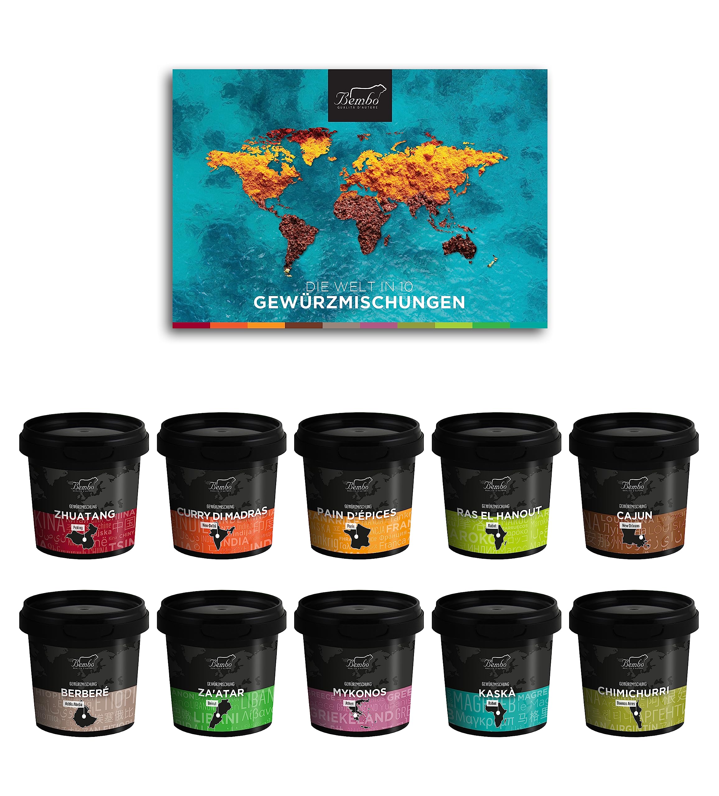 Gewürzmischungen von Bembo - Die 10 bekanntesten Gourmet-Gewürzmischungen - Geschenk für Männer oder Frauen, Jubiläum, Geburtstag, Weihnachten
