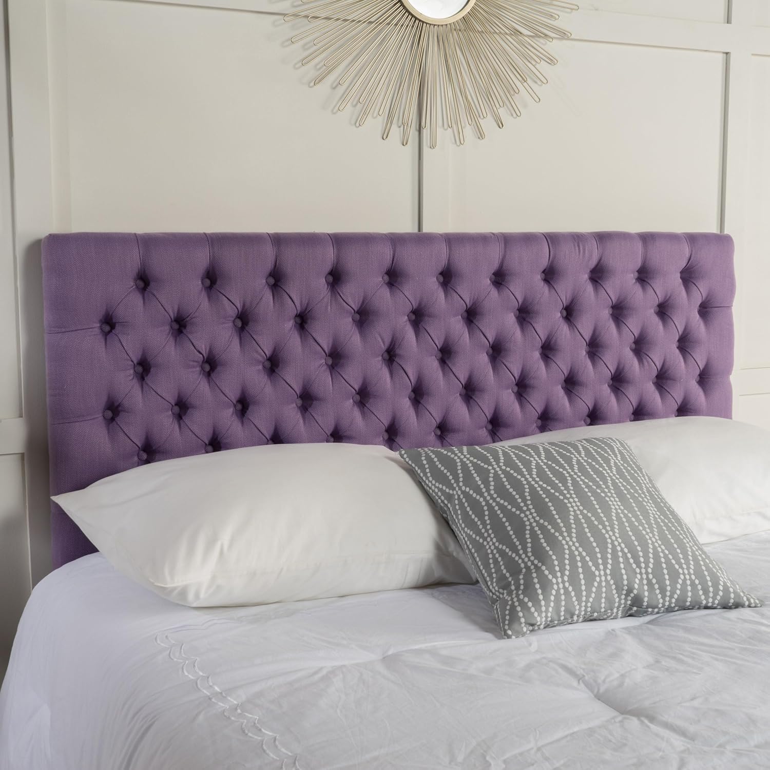 Queen Headboard, 62" inch Tufted Upholstered Headboards, Modern Full Size Bed Headboard with Button Decoration Adjustable Height, Comfort Backrest, Easy Assembly (Light Purple + Fabric)