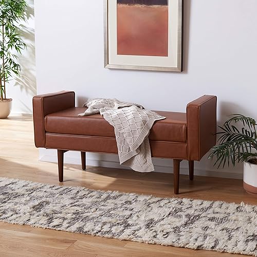 Miniatura 2 de Safavieh Home Henri Mid-Century Banco de lino beige claro de 25 pulgadas