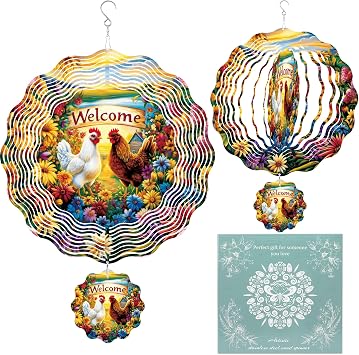 Rooster Farmhouse 3 Inch 3D Metal Wind Spinner