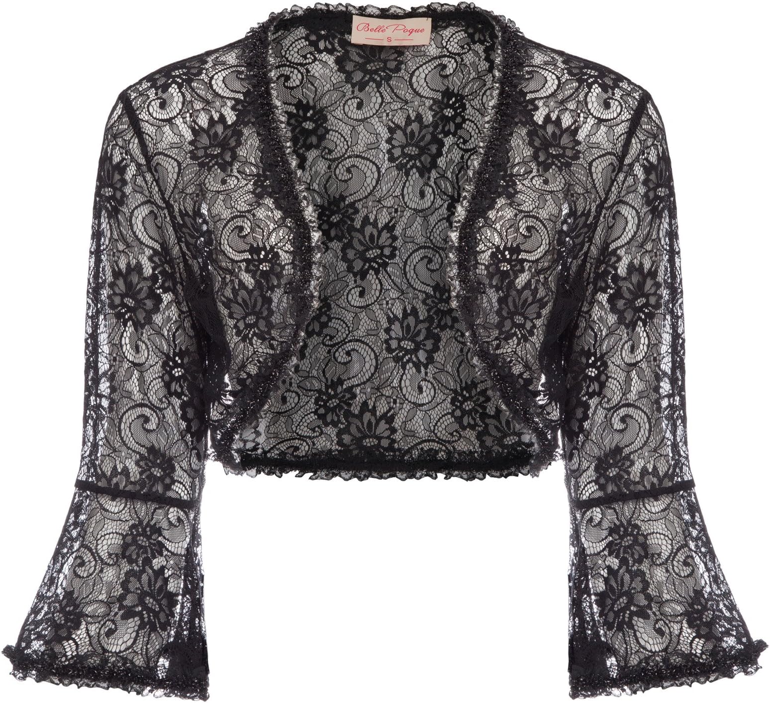 Belle Poque Women's Lace Shrug Jacket Long Sleeve Bridal Cardigan Bolero