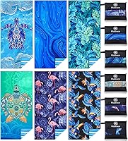 Vista 17 de Paquete de 2 toallas de playa ligeras de microfibra, sin arena, de secado rápido, absorbentes, delgadas y compactas, para piscina, camping