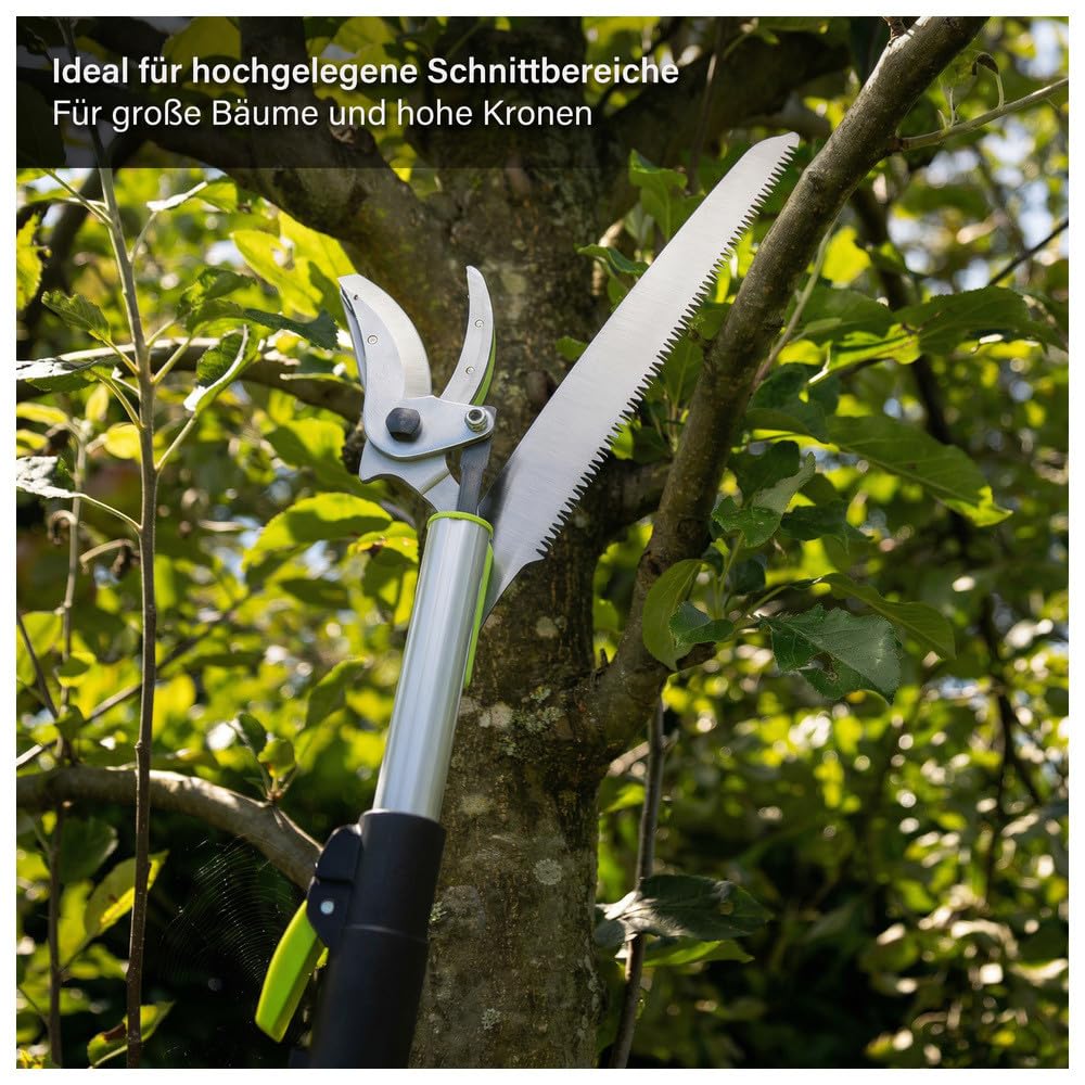 novaterra® Astschere mit Teleskopgriff 2in1, Astsäge Baumsäge mit Einstellbare Stiel, Schneidet Sauber und Schnell, Höhenverstellbar, 1,4-3,05m