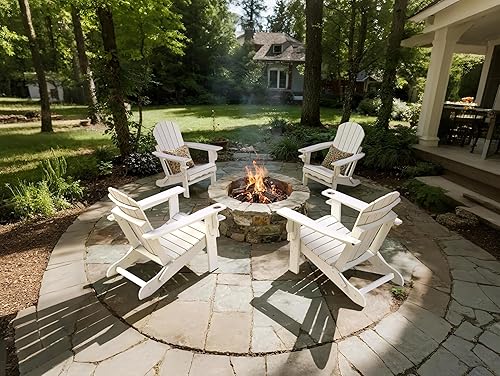 Miniatura 8 de Juego de 2 sillas plegables Adirondack de plástico HDPE con soporte para tazas y agujero para paraguas, sillas de exterior con textura de madera