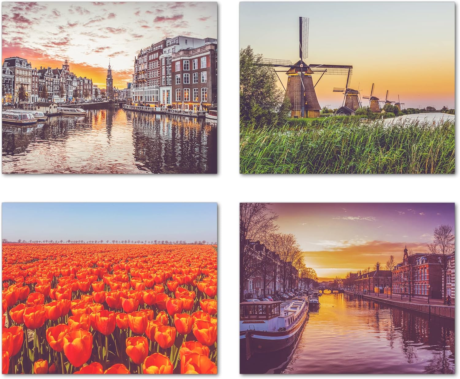 The Netherlands Vintage Vibrant Photography Photographic Prints, Set of 4, Unframed, Windmills, Canals, Tulips, Amsterdam, Wall Art Decor Poster Sign, 8x10 Inches - Image 7