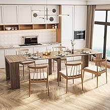 DMAITH 20"-118" Extendable Dining Table for 2-12 People, Modern Modular Extension Table, Space-Saving Extra Long Folding Dining Table, Multifunctional Conference Meeting Table, Oak