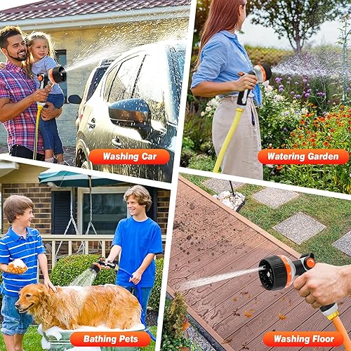 Miniatura 8 de BIBURY Boquilla de manguera de jardín, boquilla de pulverización de metal resistente con 10 patrones de pulverización, rociador de mano de alta