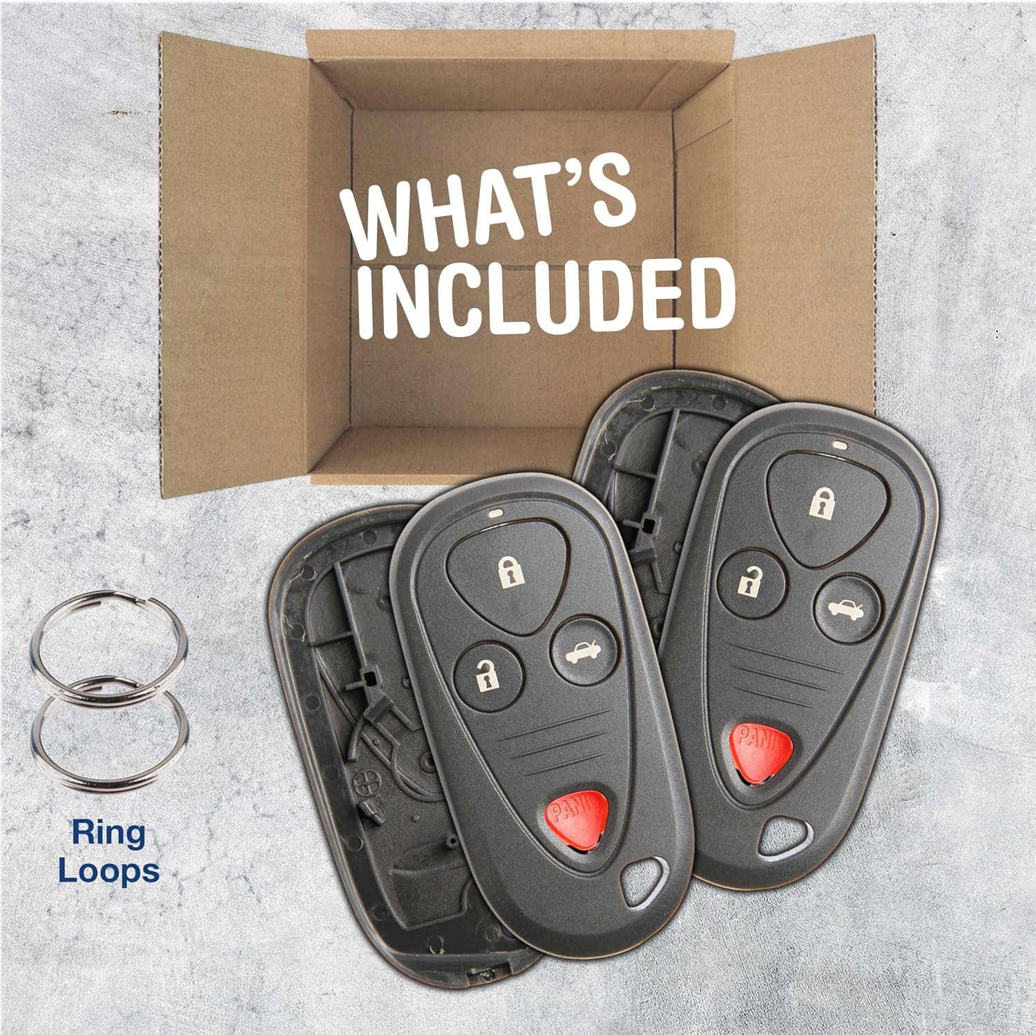 2X KeylessOption Key Fob Remote Shell Case 4-Button Replacement for 2002 2003 2004 2005 2006 2007 2008 Acura CL RL TL TSX (OUCG8D-387H-A, E4EG8D-444H-A)