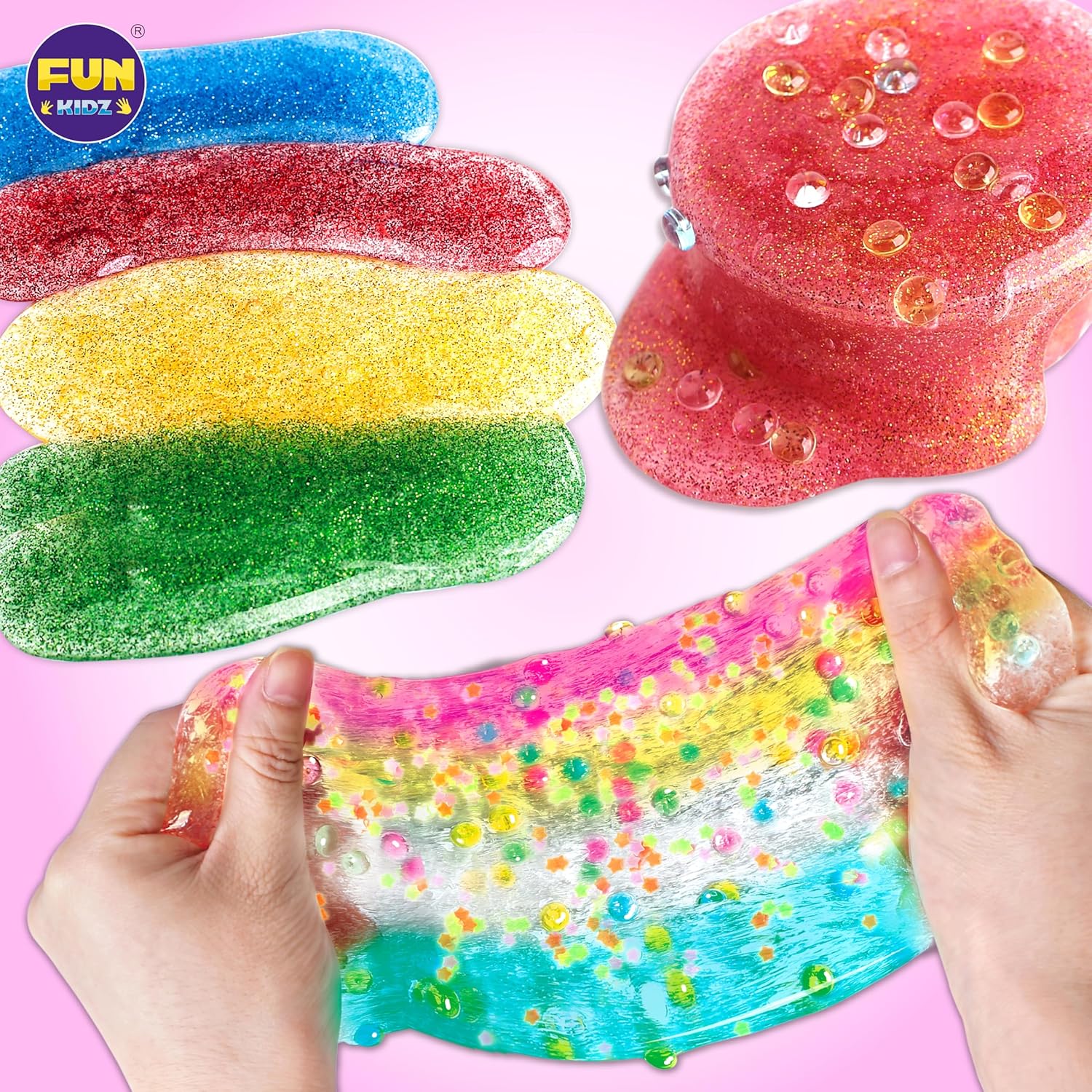 35.16 FL OZ Clear Slime for Kids 6-12, FunKidz 4 Pack Huge 1040 ML Glassy Slime Pack Toy Premade Water Crystal Slime Kit for Girls Boys Party Gift