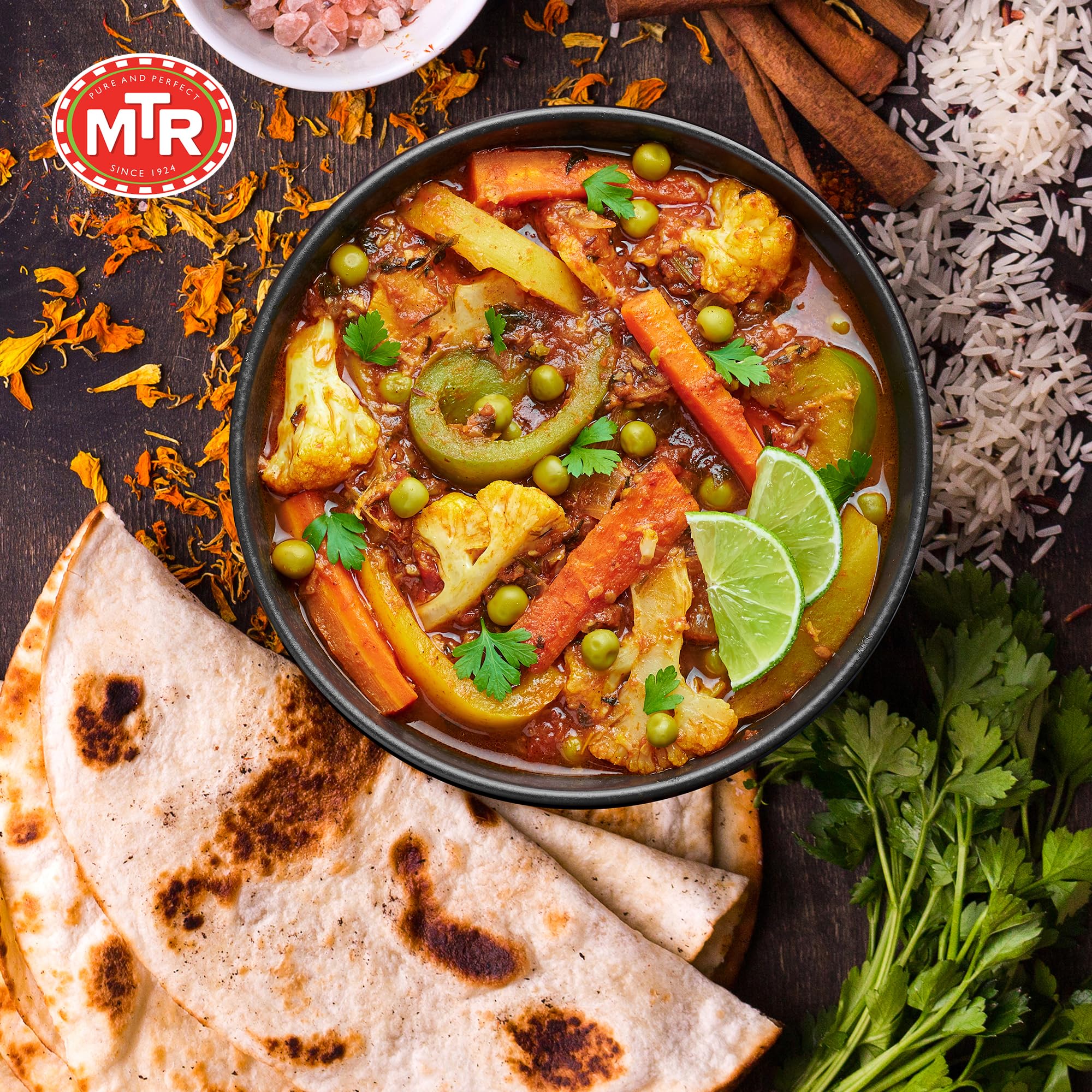 MTR - Minute Meals: Flavorful Mixed Vegetable Curry - Authentic Indian Ready-to-Eat Meal with No Added Preservatives - A Quick Meal Suitable for Vegetarians, Ready in Minutes! (Pack of 6)