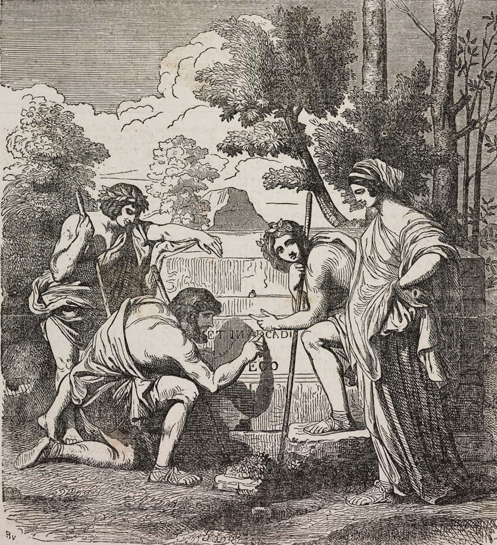 POSTERIIk Vintage Art Print Images Pictures Print Shepherds of Arcadia Illustration by Nicolas Poussin Modern Colour Posters for Office Home Decor 60x90cm