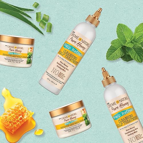 Miniatura 6 de Creme of Nature Pure Honey Scalp Refresh - Tratamiento de limpieza para el cuero cabelludo, fórmula sin enjuague con aloe, menta y miel, disuelve la
