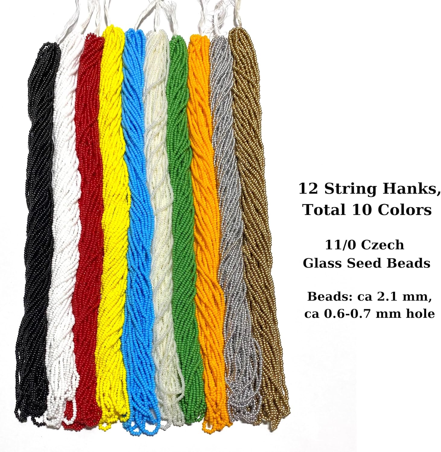 Czech 11/0 Glass Seed Beads - 12 String Hanks, Total10 Colors (Mixed 10 Colors) - Image 2