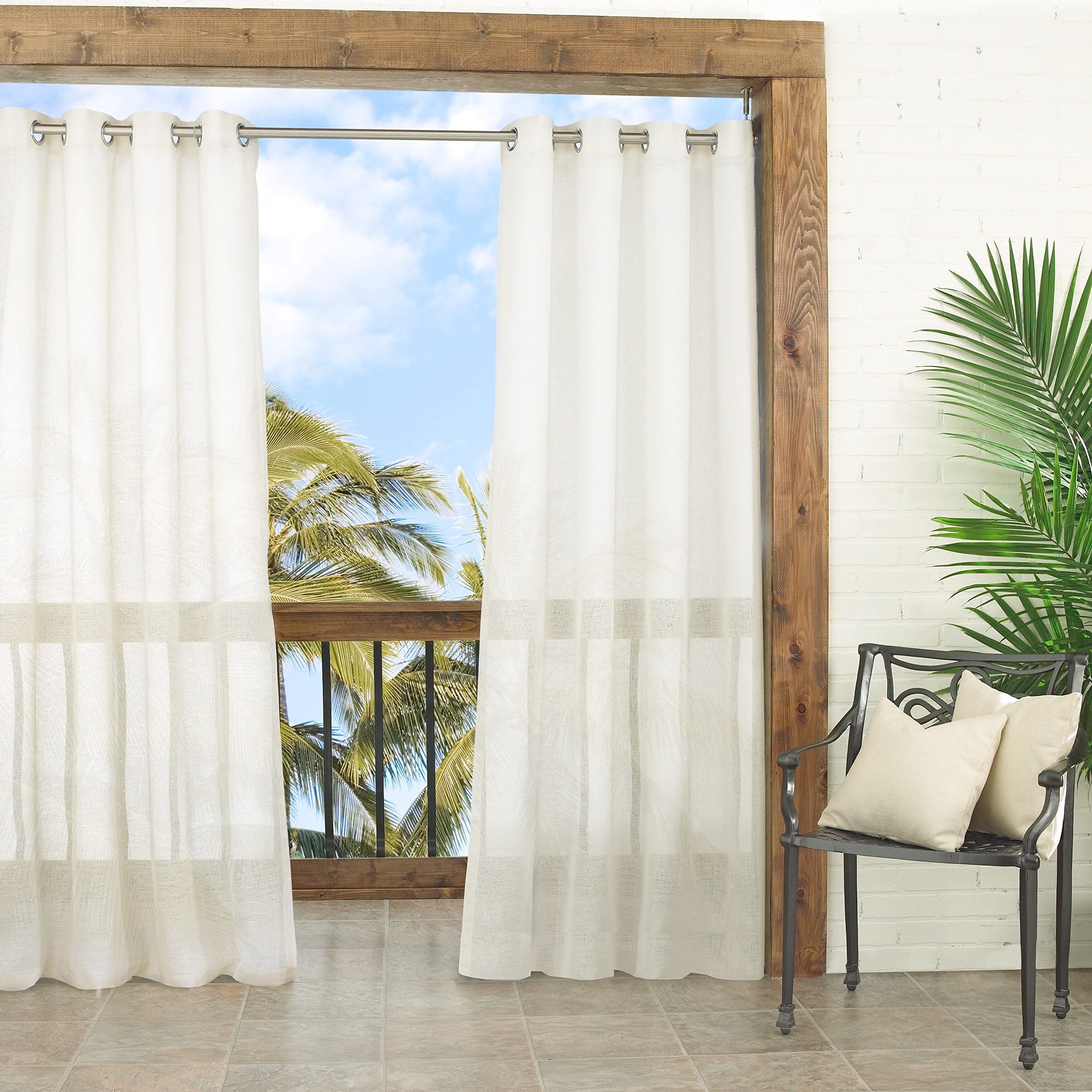 Waverly Sun n' Shade Indoor/Outdoor Curtains for Patio - Resort Sheer 52