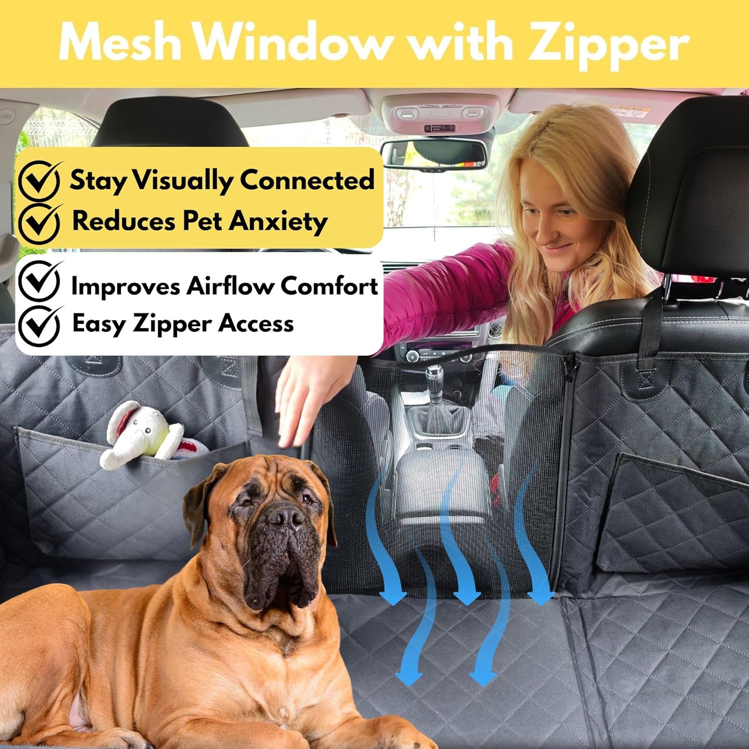 Dog Car Seat Cover for Back Seat with Hard Bottom, Waterproof Back Seat Extender, Upgraded Comfort Hammock, Anti-Scratch, Non-Slip, Easy to Clean, Supports up to 400lbs for Cars/SUVs/Small Truck