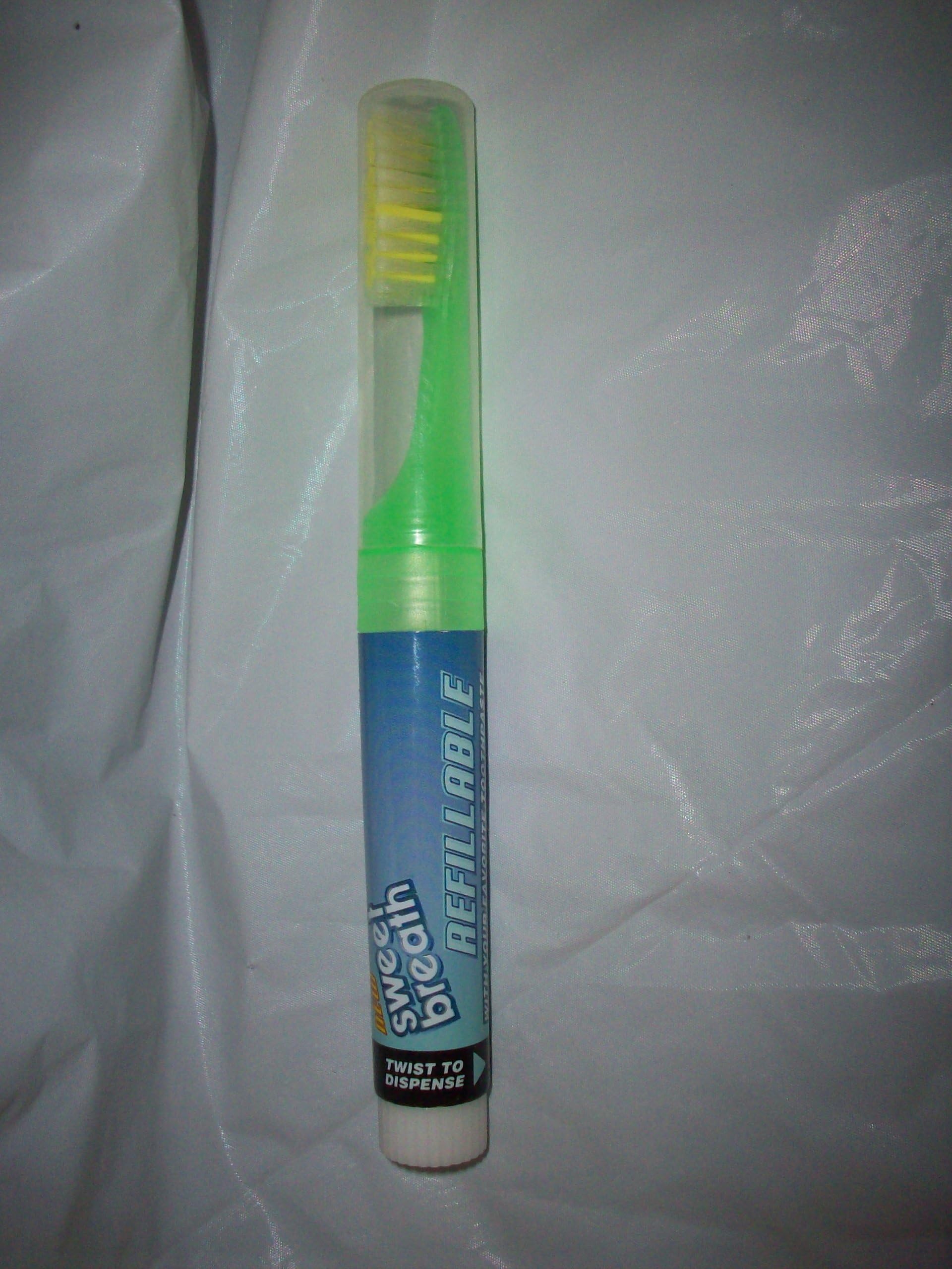 Sweet Breath Refillable Travel Toothbrush with Cover Soft Head by Refillable Travel Toothbrush