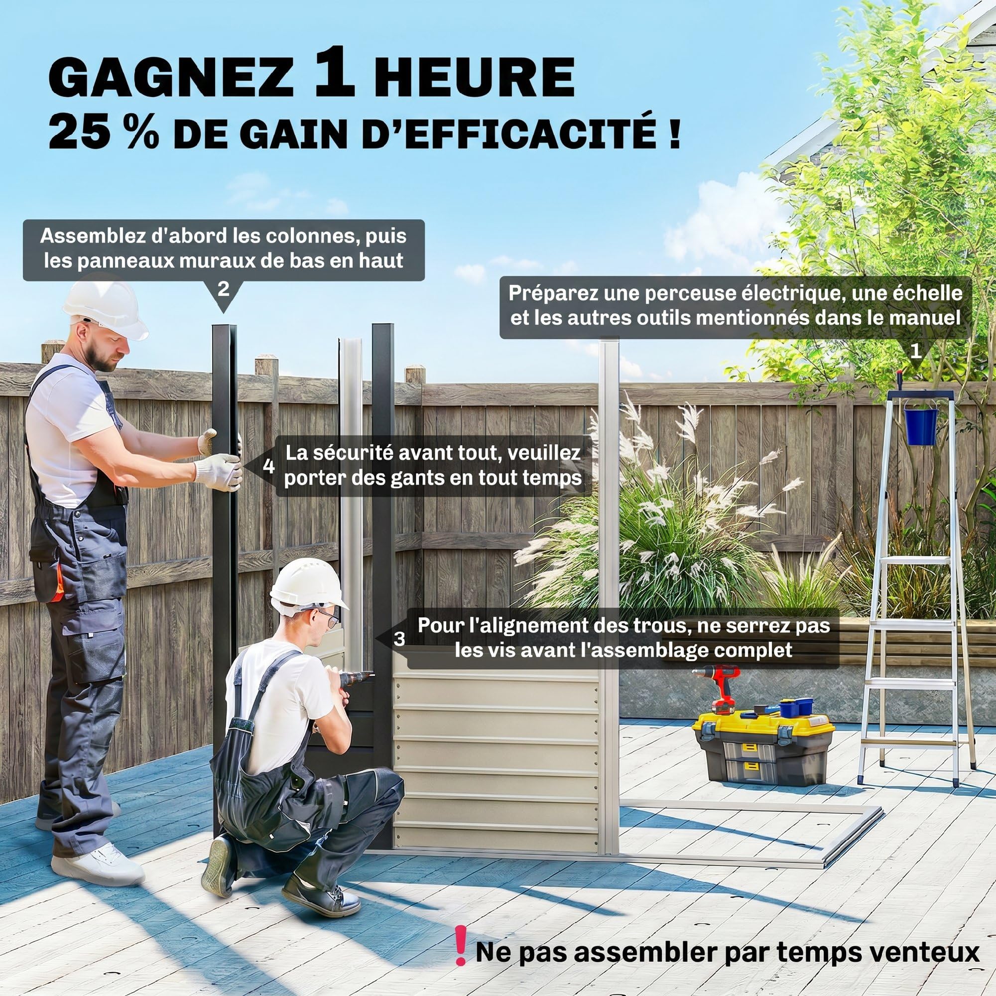 Outsunny Abri de Jardin en métal 2,5 m² Facile à Monter, cabane de Jardin 191x130x183cm Structure en Acier galvanisé améliorée, cabanon Rangement Outils Gants Portes verrouillables aérations, Gris