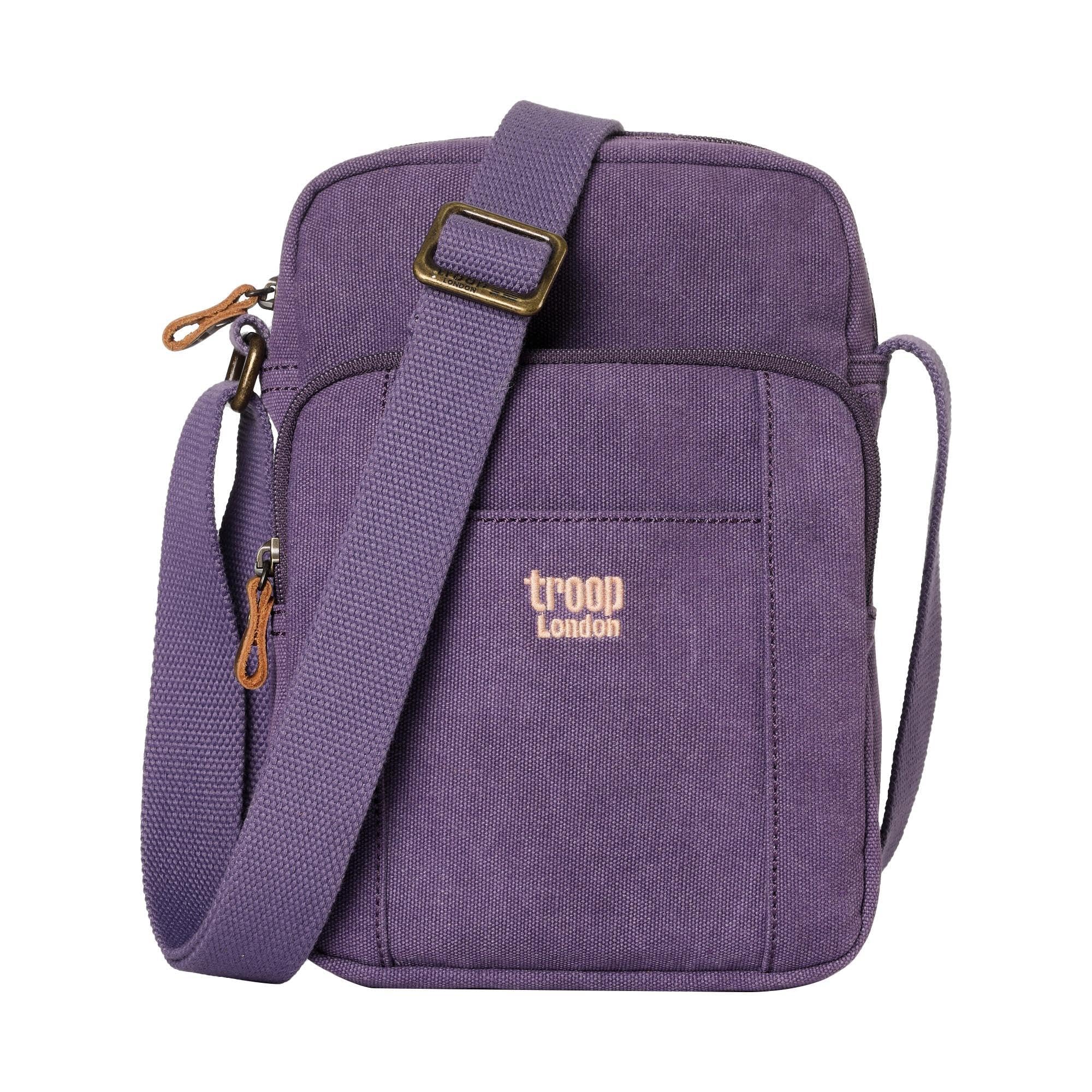 Troop London TRP0370 Classic Canvas Across Body Bag Purple