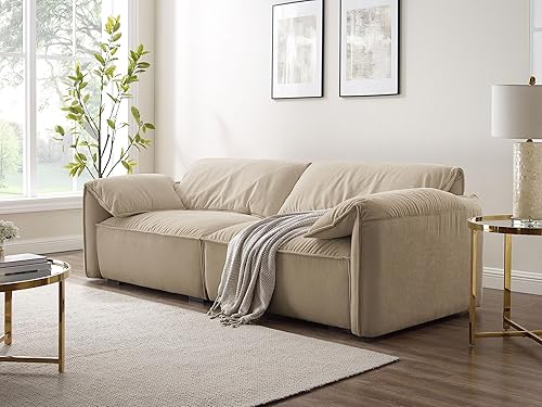 Miniatura 1 de Sofá de dos plazas de 94.5 pulgadas, sofá de lujo contemporáneo para sala de estar, fácil de montar, lino