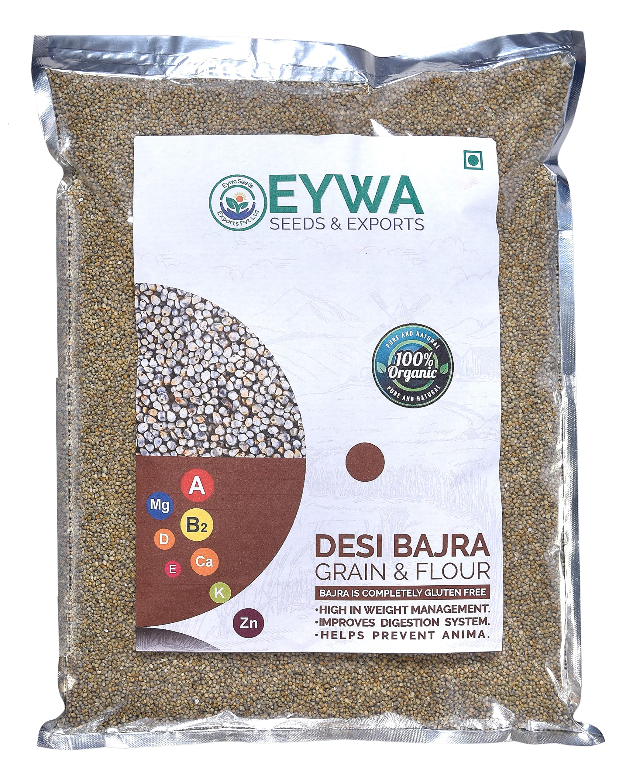 Eywa Seeds & Exports Pvt Ltd Premium Bajra 2 Kg|Pearl Millet |Whole Grain,Produce Of India From Organic Farms|Rich In Dietary Fibres|Free From Sugar,Cholestrol,Transfats (B09DGGT37S) Amazon Price History, Amazon Price Tracker