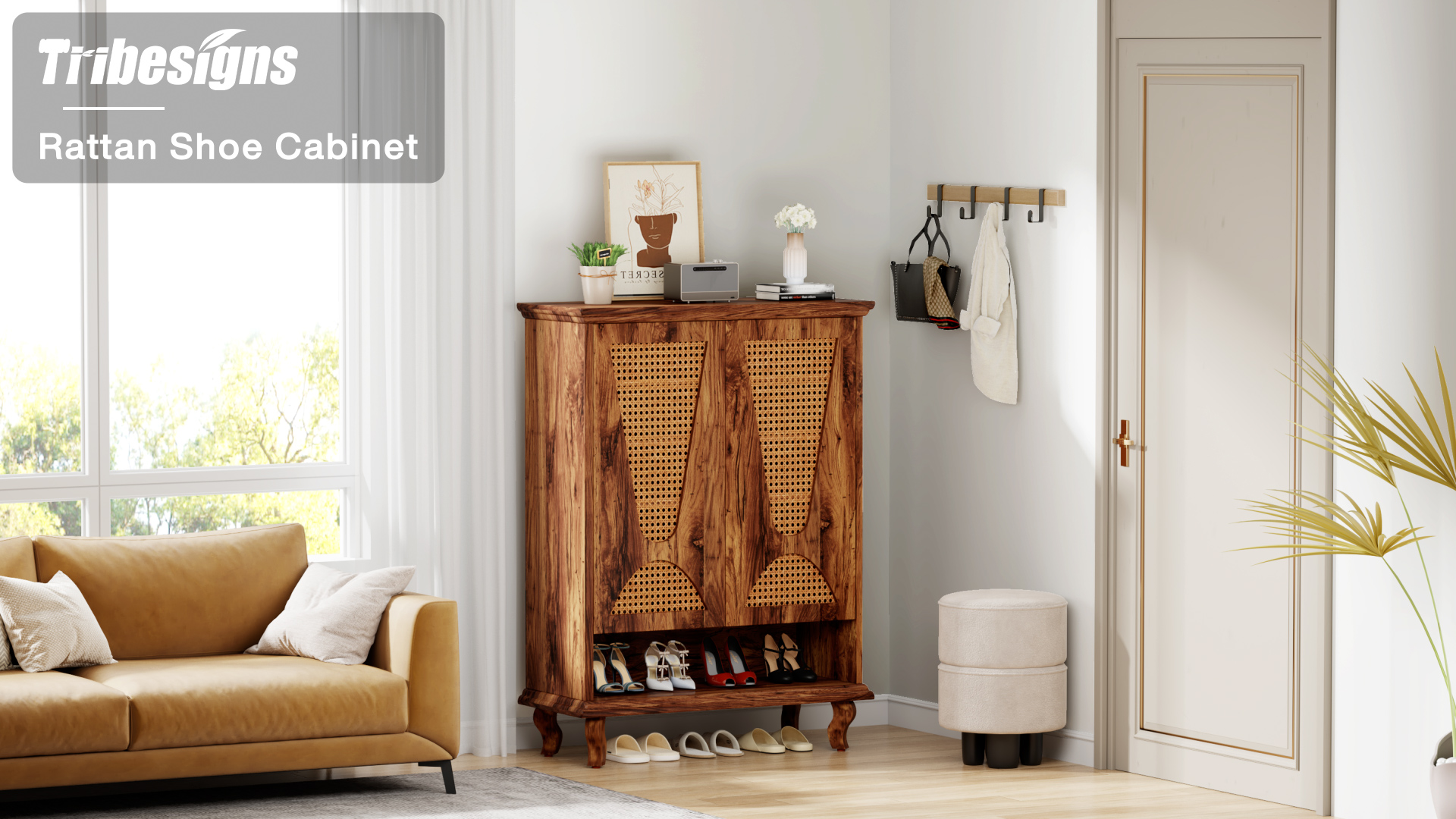 Amazon.com: Tribesigns Rattan Shoe Cabinet for Entryway, 5-Tier
