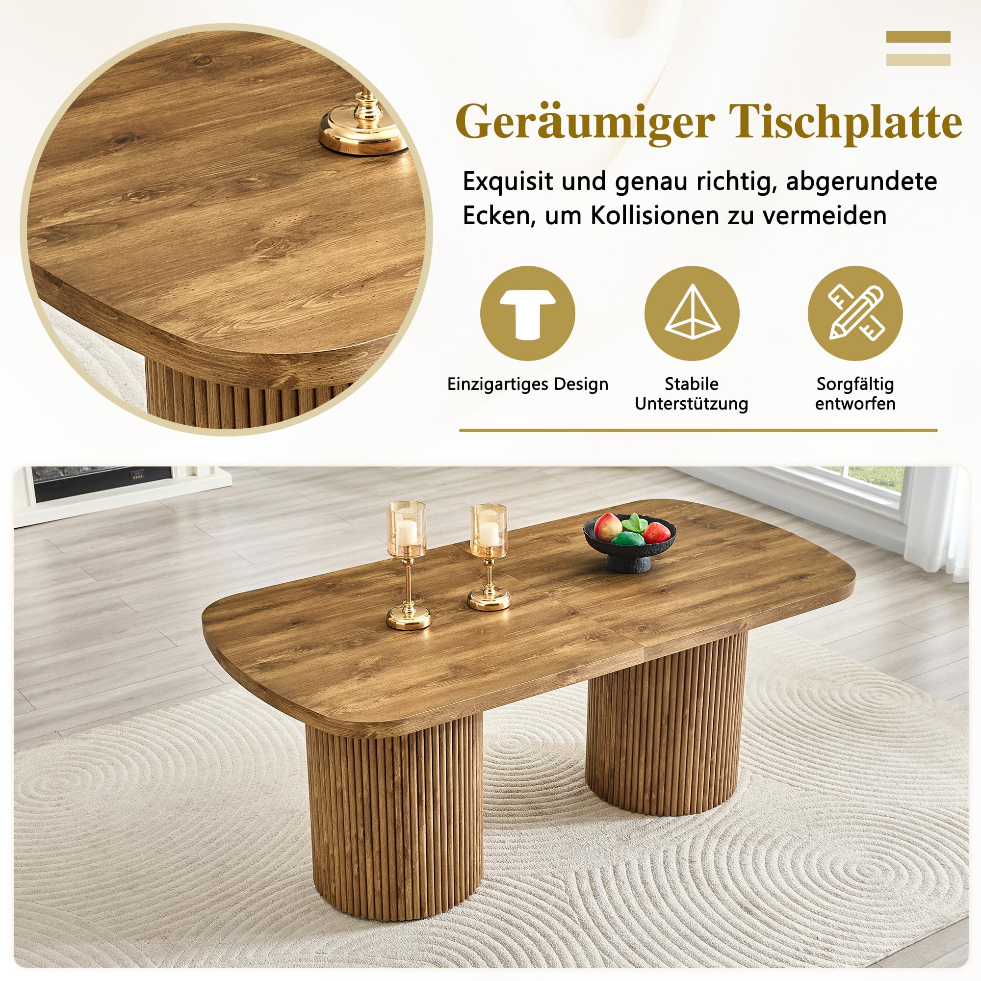 Generisch Tavolo da pranzo ovale per 6-8 persone in stile Wabi-Sabi Mid-Century
