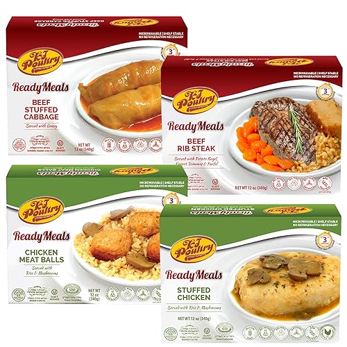 Comidas de carne Kosher Mre listas para comer, variedad de filete de costilla de ternera, rollos de repollo rellenos, pechuga de pollo, bolas de