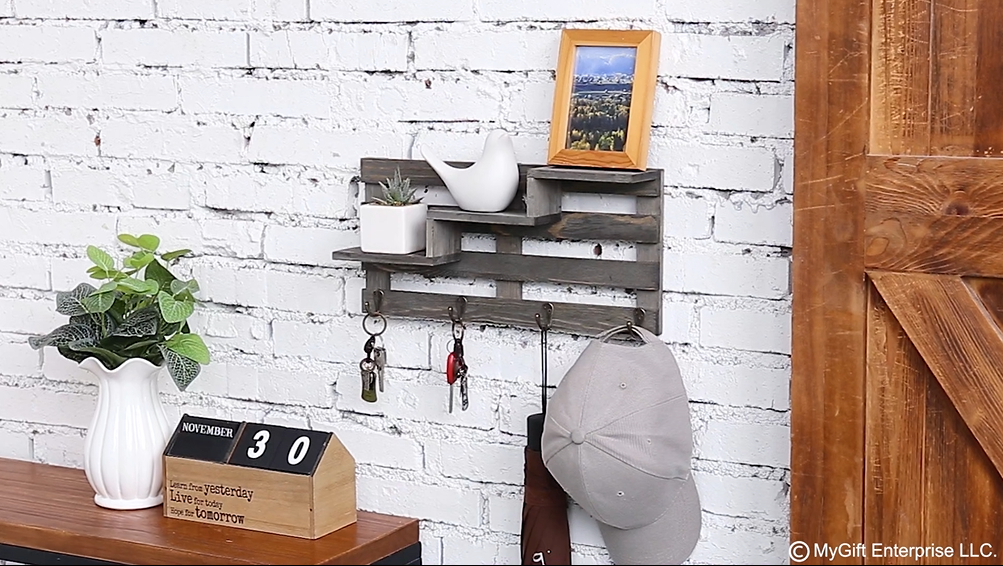 Amazon.com: MyGift Wall Mounted Vintage Gray Wood Entryway Key