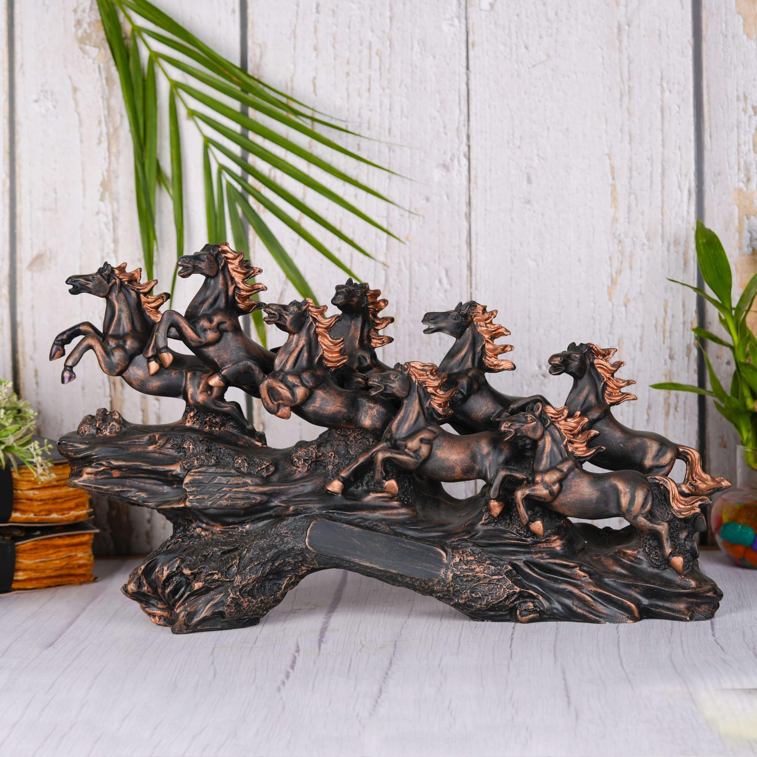 Golden-ebuyz Products Eight Running Horse Statue for Luxury Office Home Decor Creative Horse Art Decor Sculpture Resin Horse