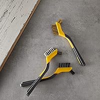 Vista 4 de Yaxa Basics Soft Grip Assorted Mini Brush Set, 1 Nylon, 1 Brass, 1 Stainless, Black, yellow