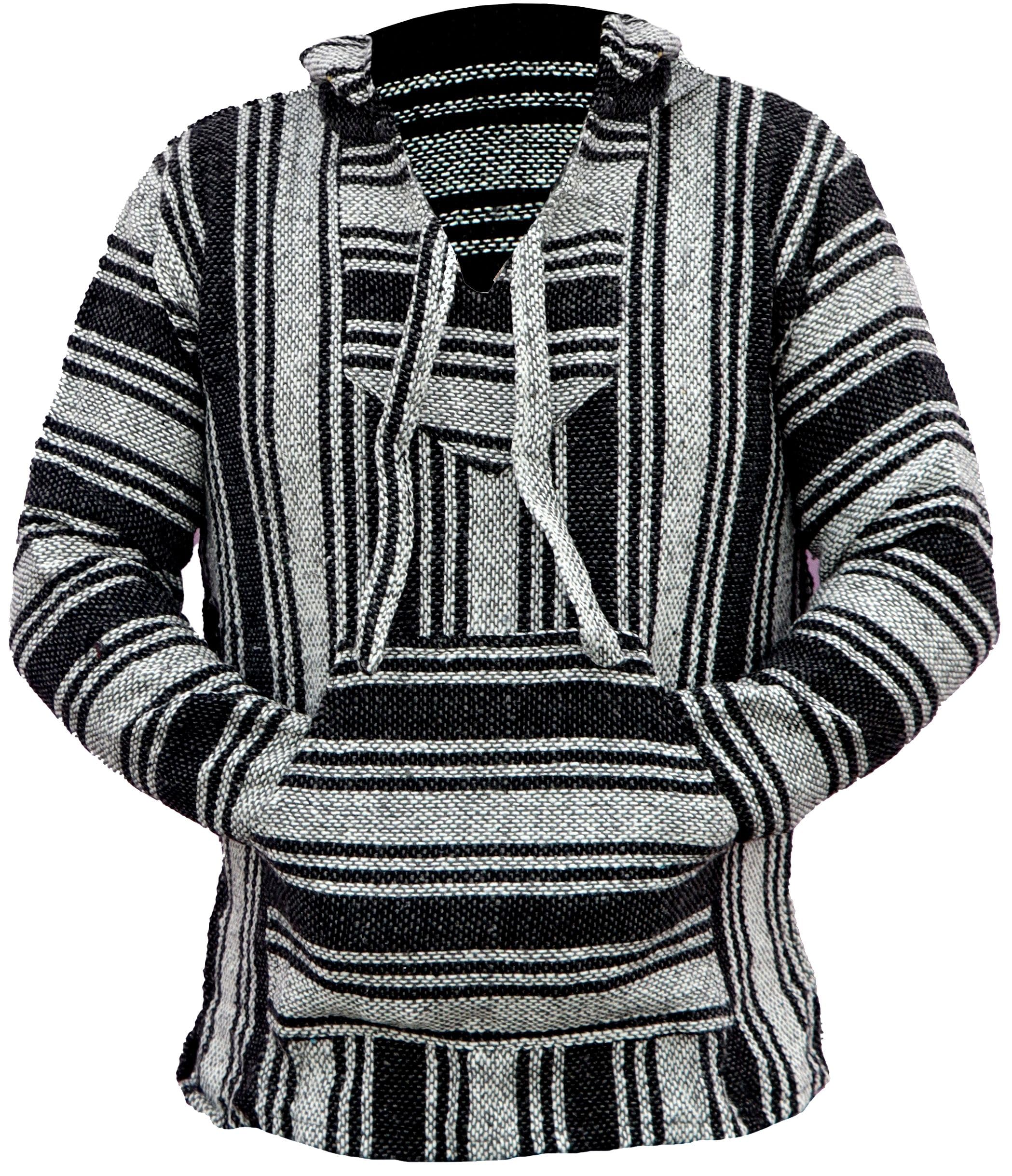 Del Mex Mexican Baja Hoodie Hippie Surf Poncho Sweater Sweatshirt Pullover Jerga