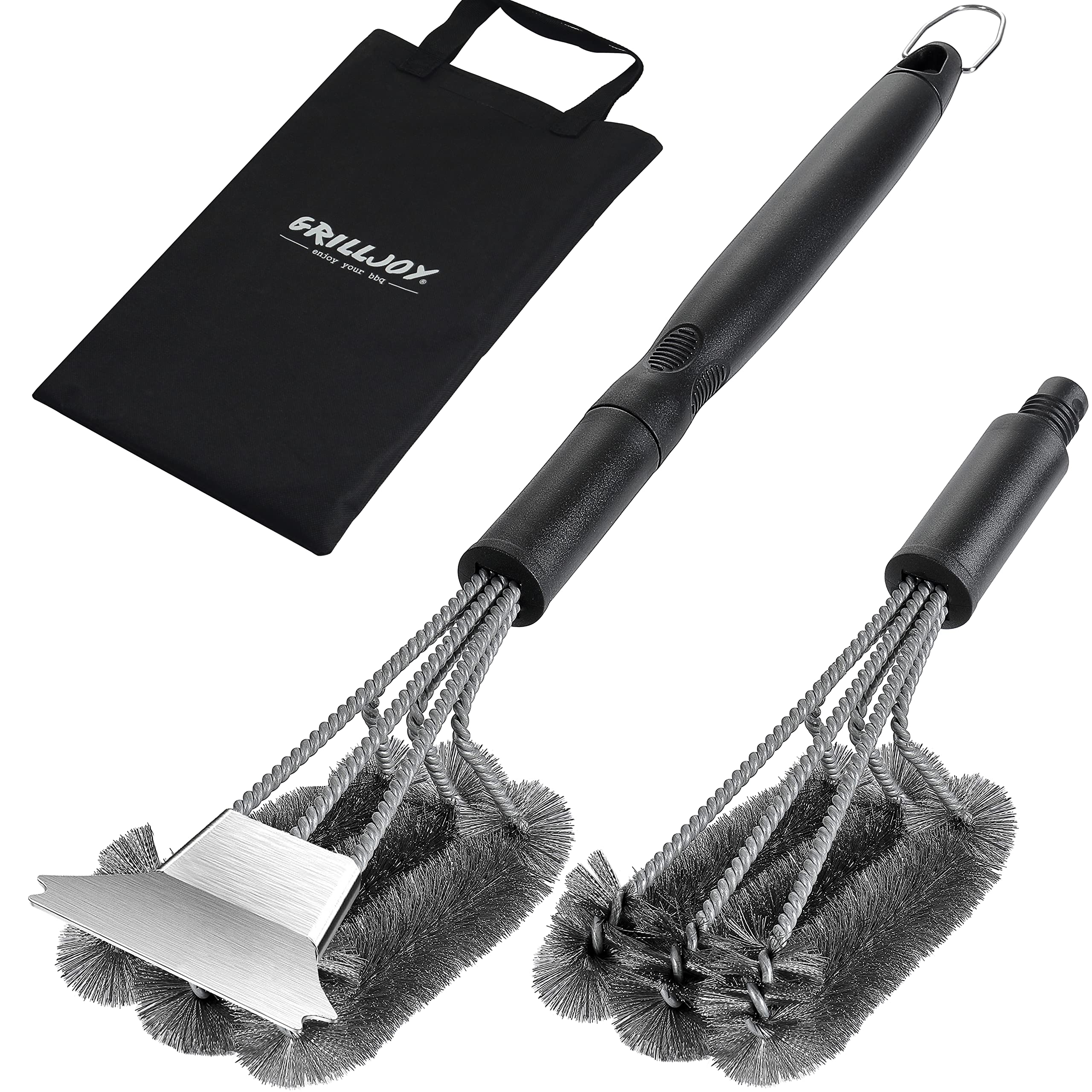 Brosse De Barbecue Et Grattoir De 41,9 Cm Avec 2 Brosses De Rechange Et 1 Tournevis, Brosse De Barbecue Métallique Pour Barbecue Extérieur, Brosse De Nettoyage En Acier Inoxydable 304, Accessoires De