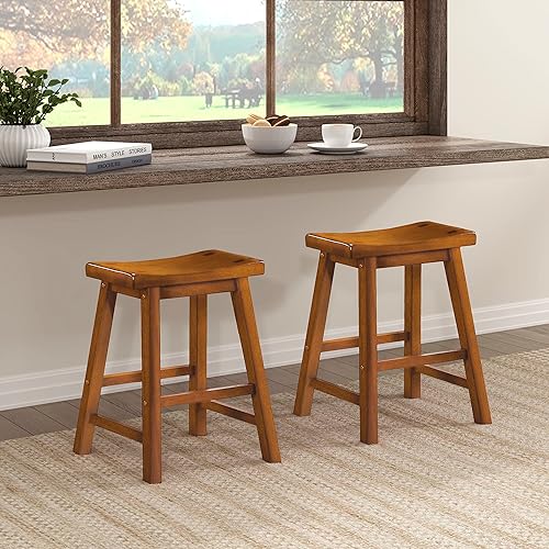 Lexicon Finnian Saddle Solid Wood Table Height Stool Set of