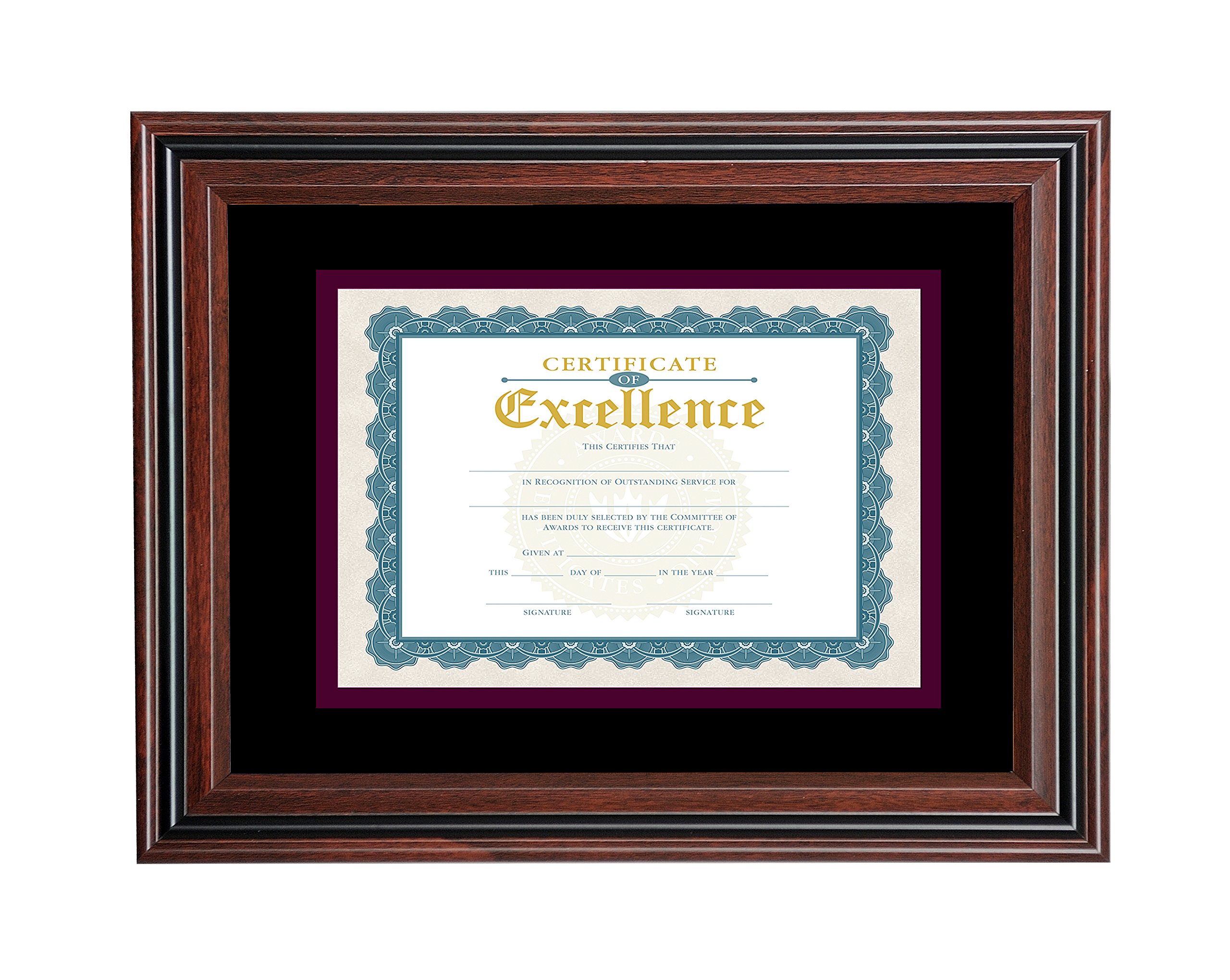V-LIGHT Rosewood Finish Document Frame with Black Accent packo f 2