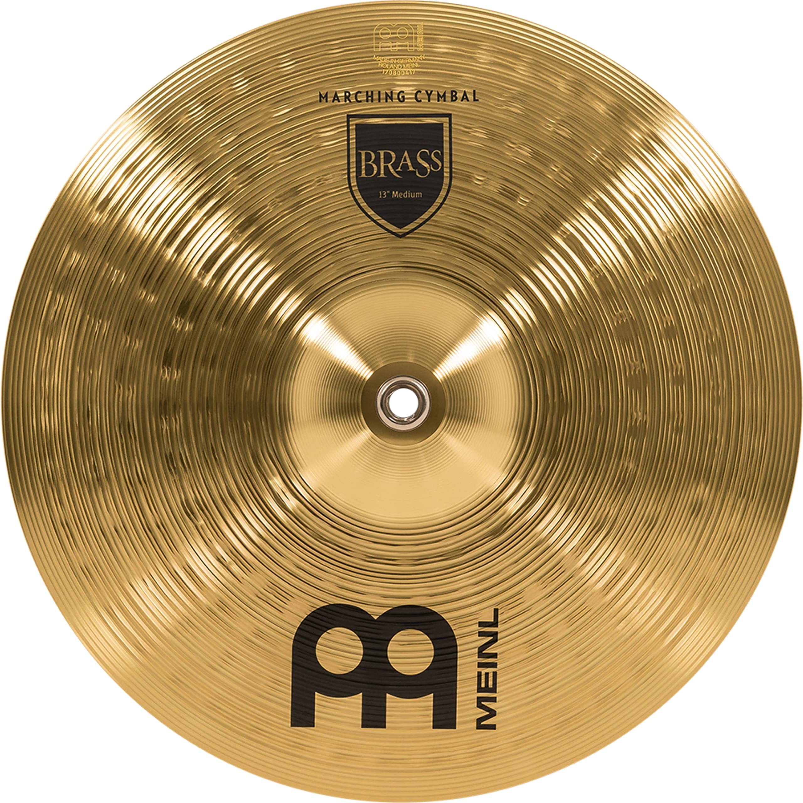 Meinl Cymbals MA-BR-13M Messing-Marschbecken im Paar inklusive Lederriemen und Pads 33 cm (13 Zoll)