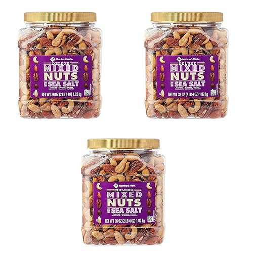 Member's Mark Deluxe - Nueces mixtas tostadas con sal marina (34 onzas), paquete de 3