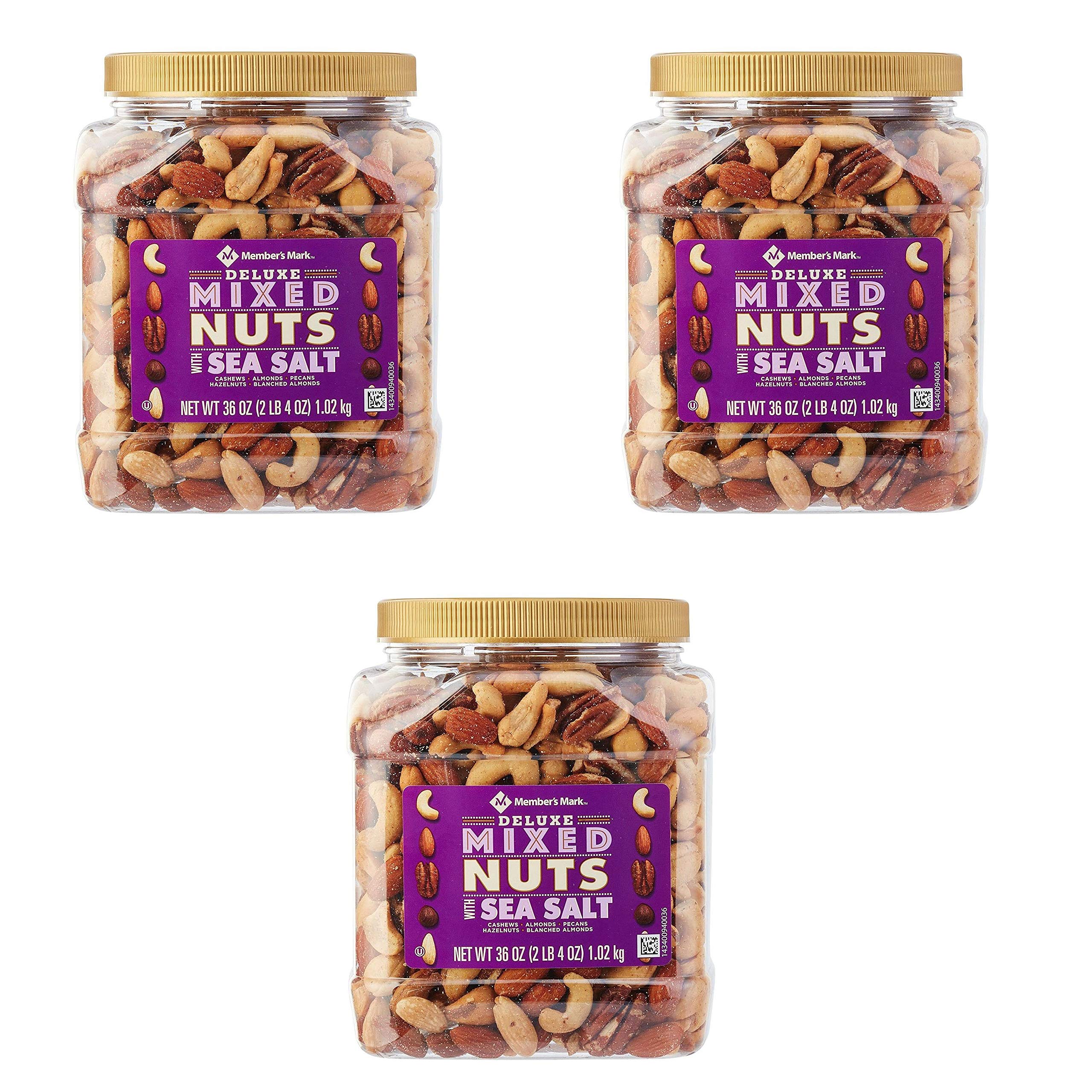 Member's Mark Deluxe Roasted Mixed Nuts With Sea Salt (34 Oz.) Pack of 3