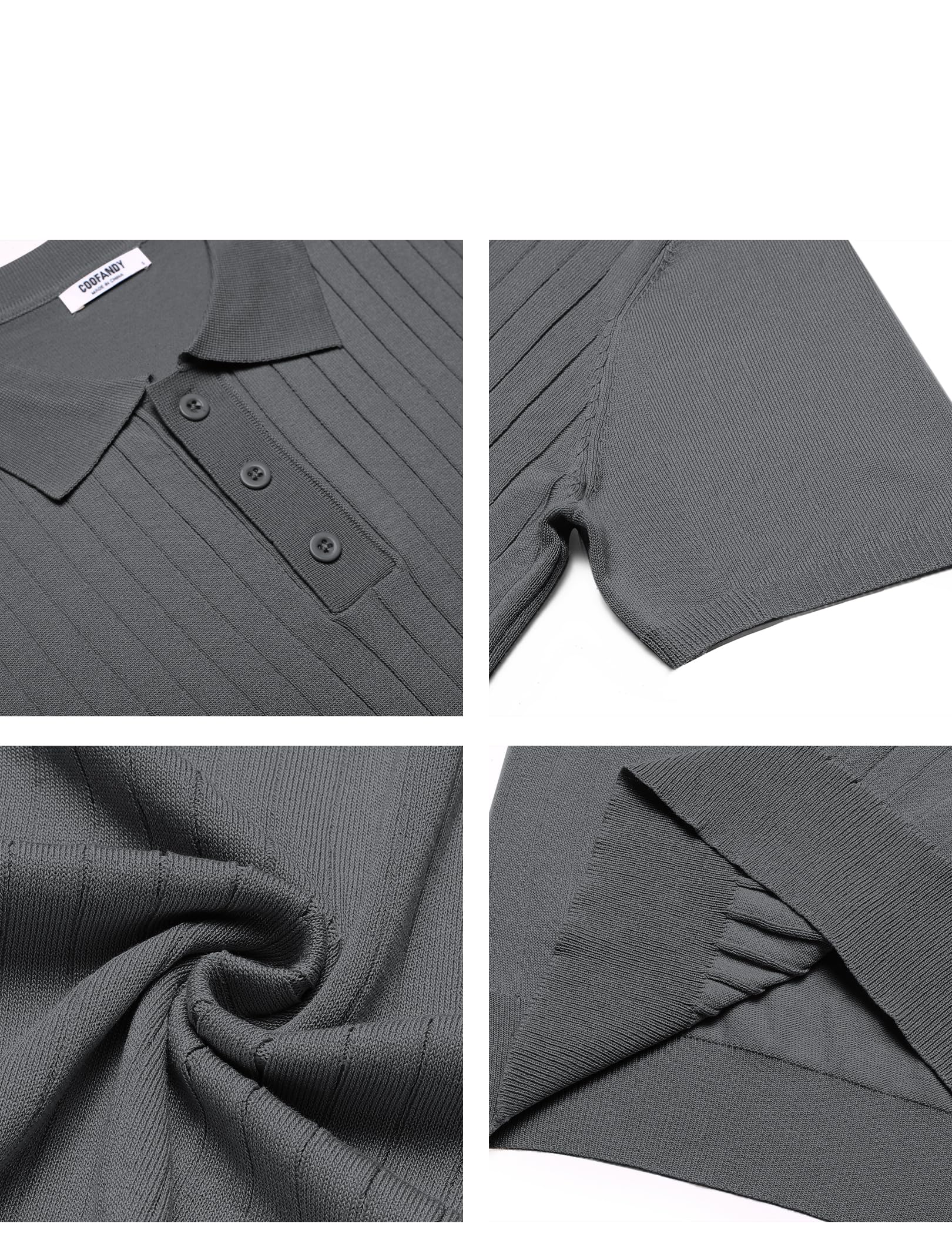 COOFANDY Polo Hombre Manga Corta de Punto Camiseta Polo Verano Casual Regular Fit Golf Shirt