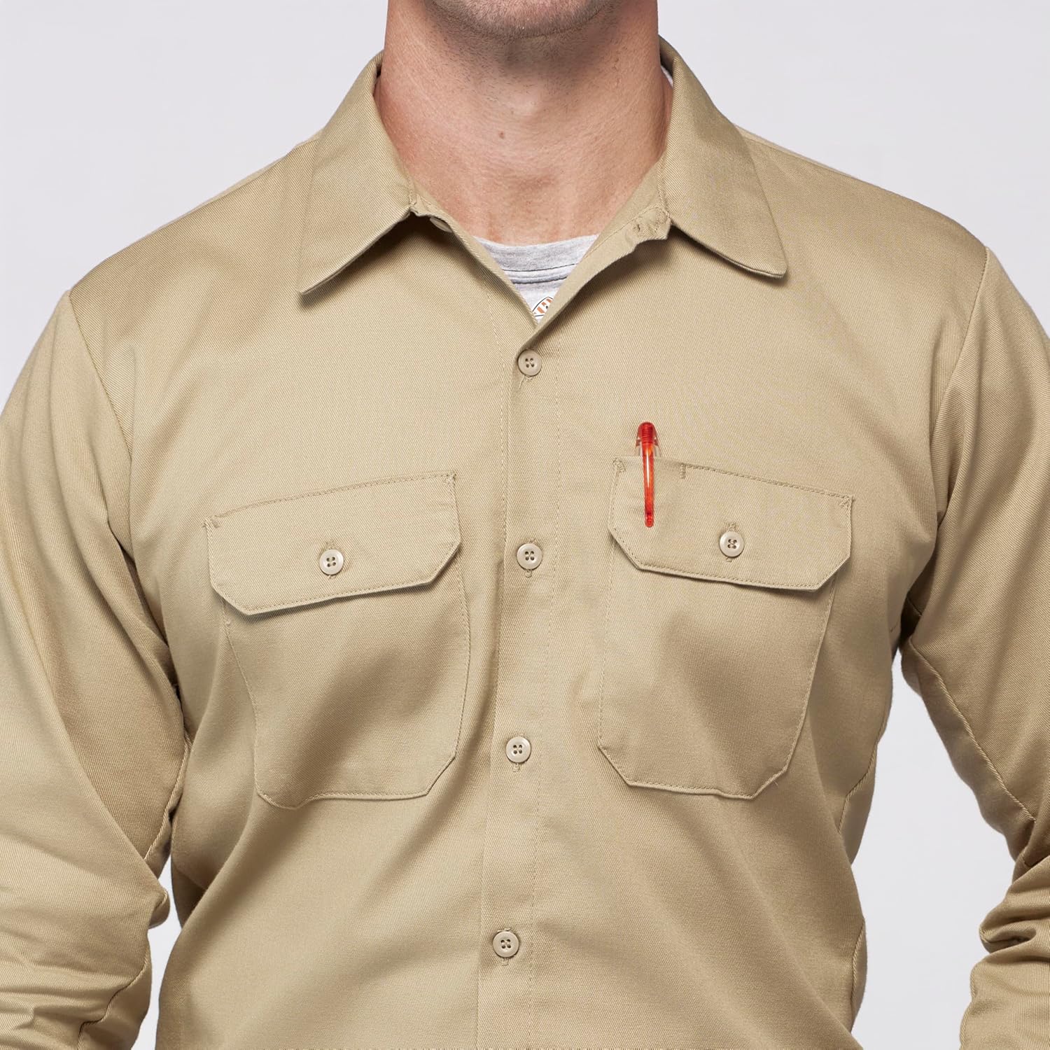 Bulwark FR Mens Flame Resistant 7 Oz Cotton Work Shirt with Sleeve Vent - Image 4