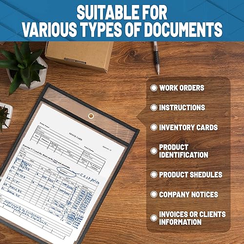 Miniatura 6 de Paquete de 5 soportes para boletos de trabajo de 8.5 x 11 pulgadas, fundas de plástico para documentos de 8 12 x 11 pulgadas, fundas de bolsillo de