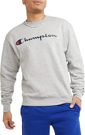 Men's Powerblend Fleece Crew Sweatshirt for Men, Crewneck, Script (Reg. or Big & Tall)