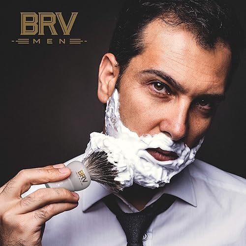 Vista 11 de BRV MEN Pure Badger Brocha de afeitar grande (nudos de 0.945 in) - Mango de resina pesada - Uso con maquinilla de afeitar de seguridad de doble Negro