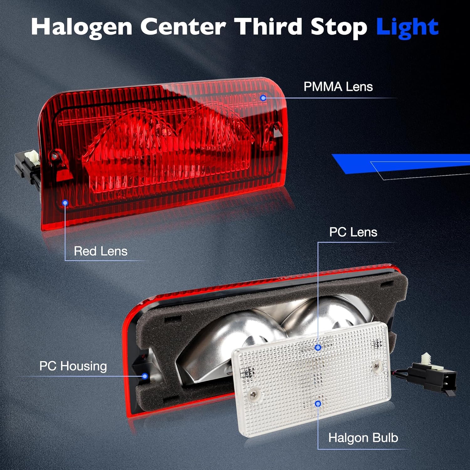 923-290 Third Brake Light Compatible with 1992-2022 Ford E150 E250 E350 E450 E550 Econoline Super Duty, Center High Mount 3rd Stop Light Replaces 6C2Z13A613B, F2UZ13A613B, XC2Z13A613BA (Halogen)