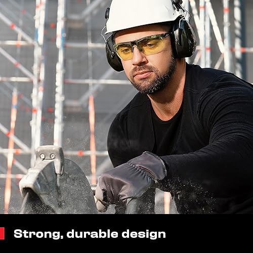 Miniatura 7 de NoCry Gafas de seguridad tintadas amarillas con montura totalmente ajustable, flexible y almohadilla para la nariz protección UV, bloqueo de luz