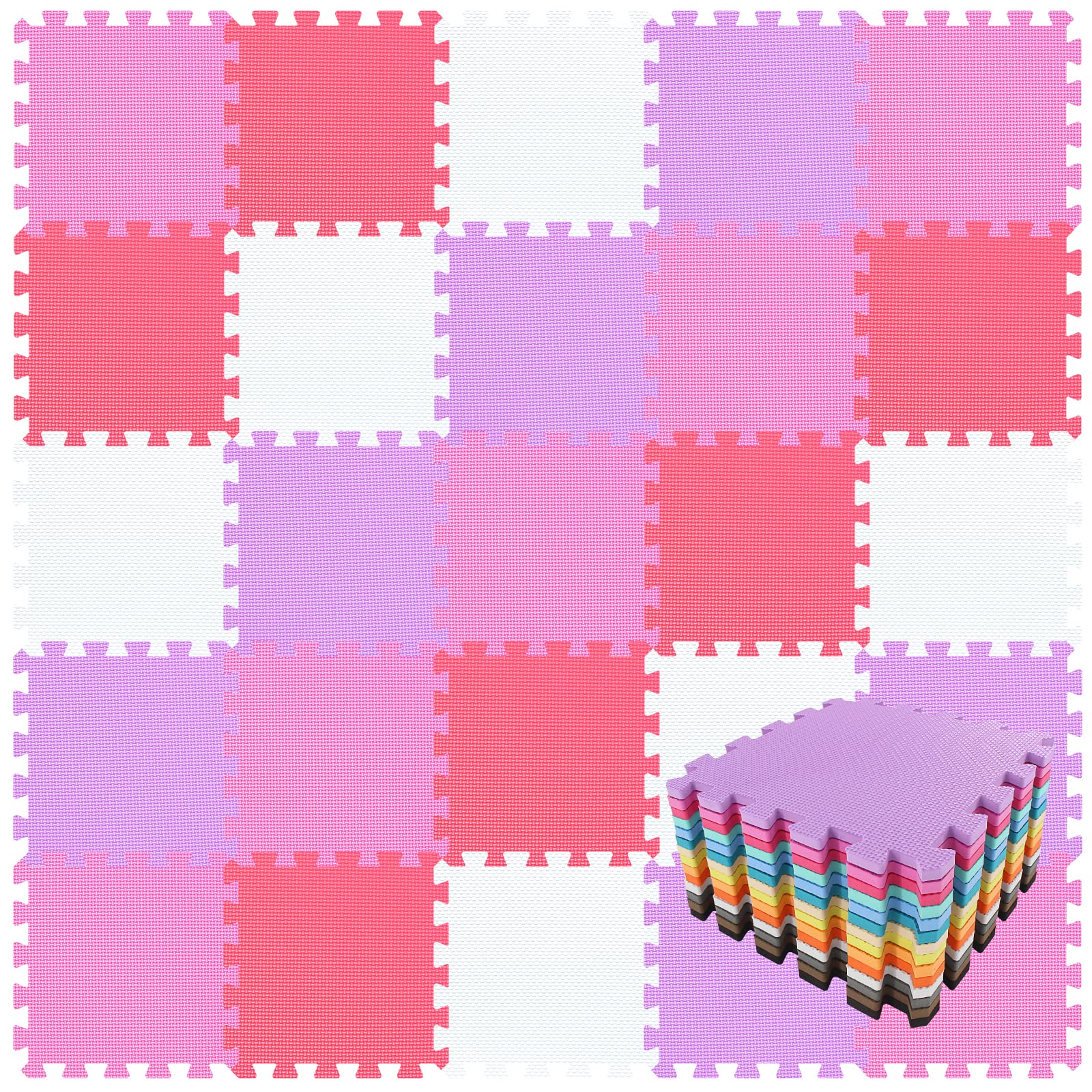 Tappeto Puzzle Bambini Qqpp In Gomma Eva - 18 Pezzi 30x30x1 Cm, Motivi Animali, Certificato CE, Morbido E Sicuro