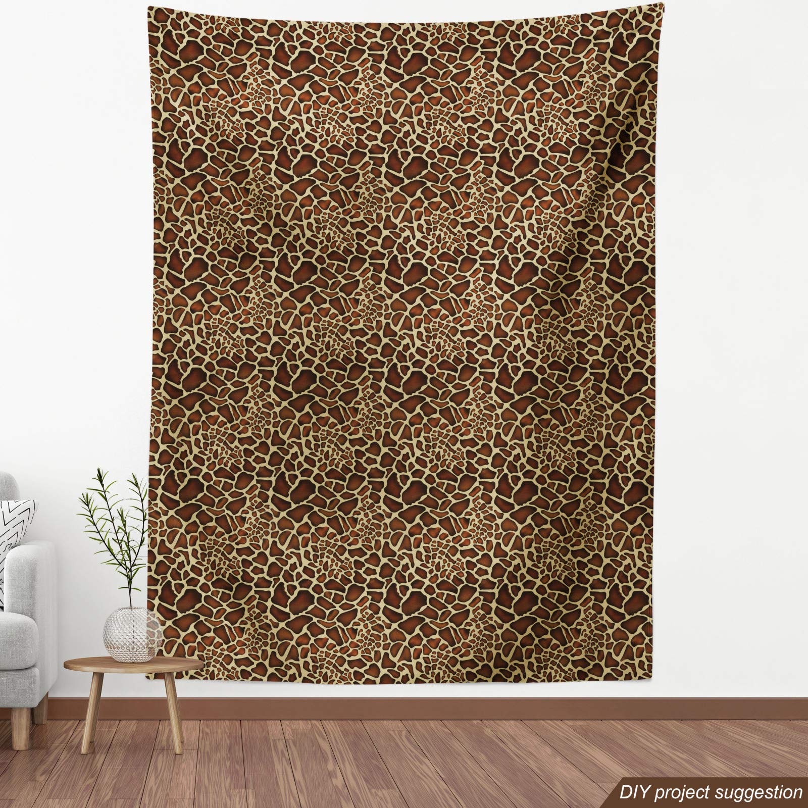 ABAKUHAUS Zambia Tessuto a Metraggio, Giraffa modello della pelle, Tessuto Decorativo per Tappezzeria e Accenti Casa, 1 m, Redwood Giallo Pallido