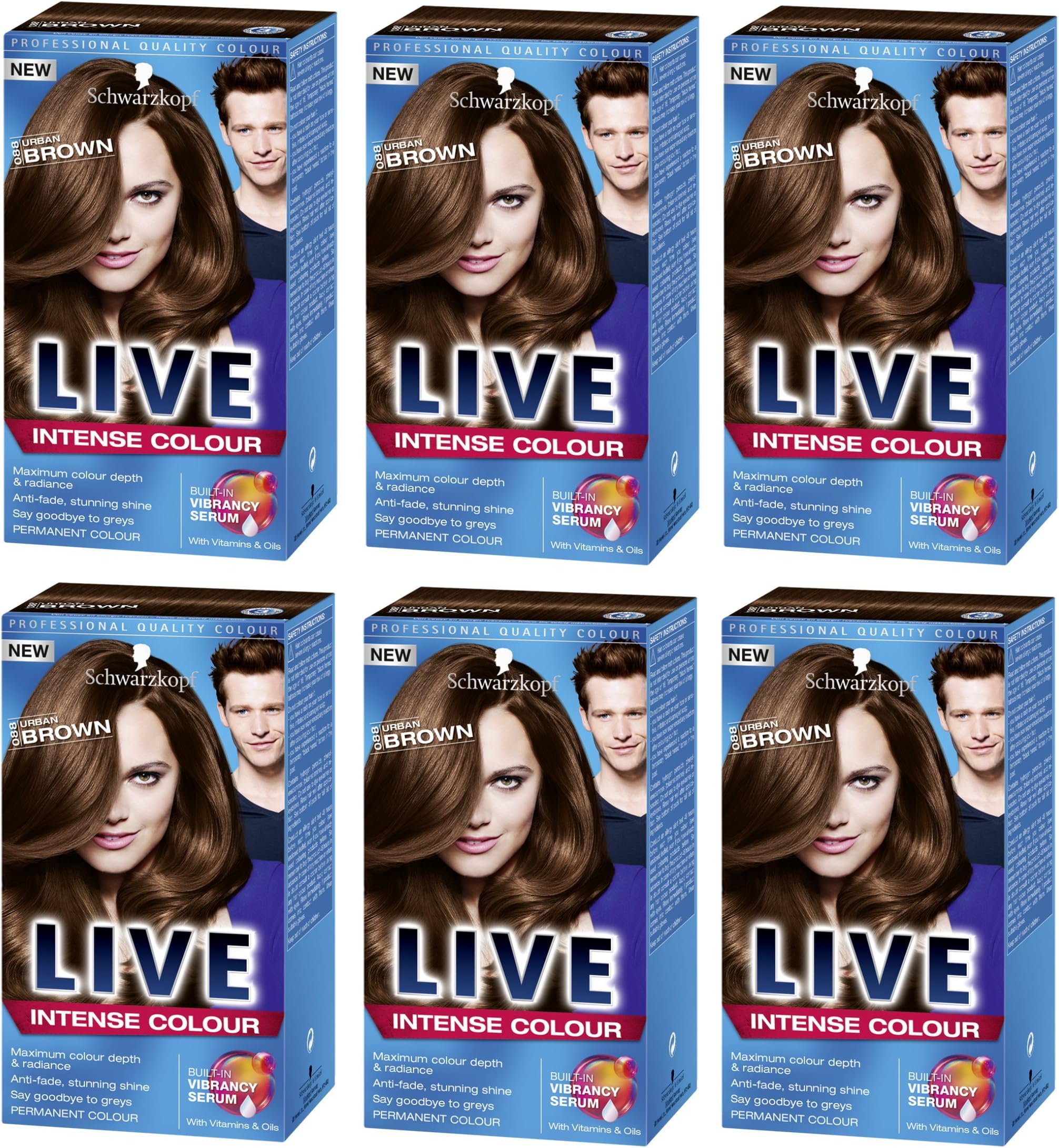 Schwarzkopf Live Intense Colour Urban Brown 088 - Pack of 6