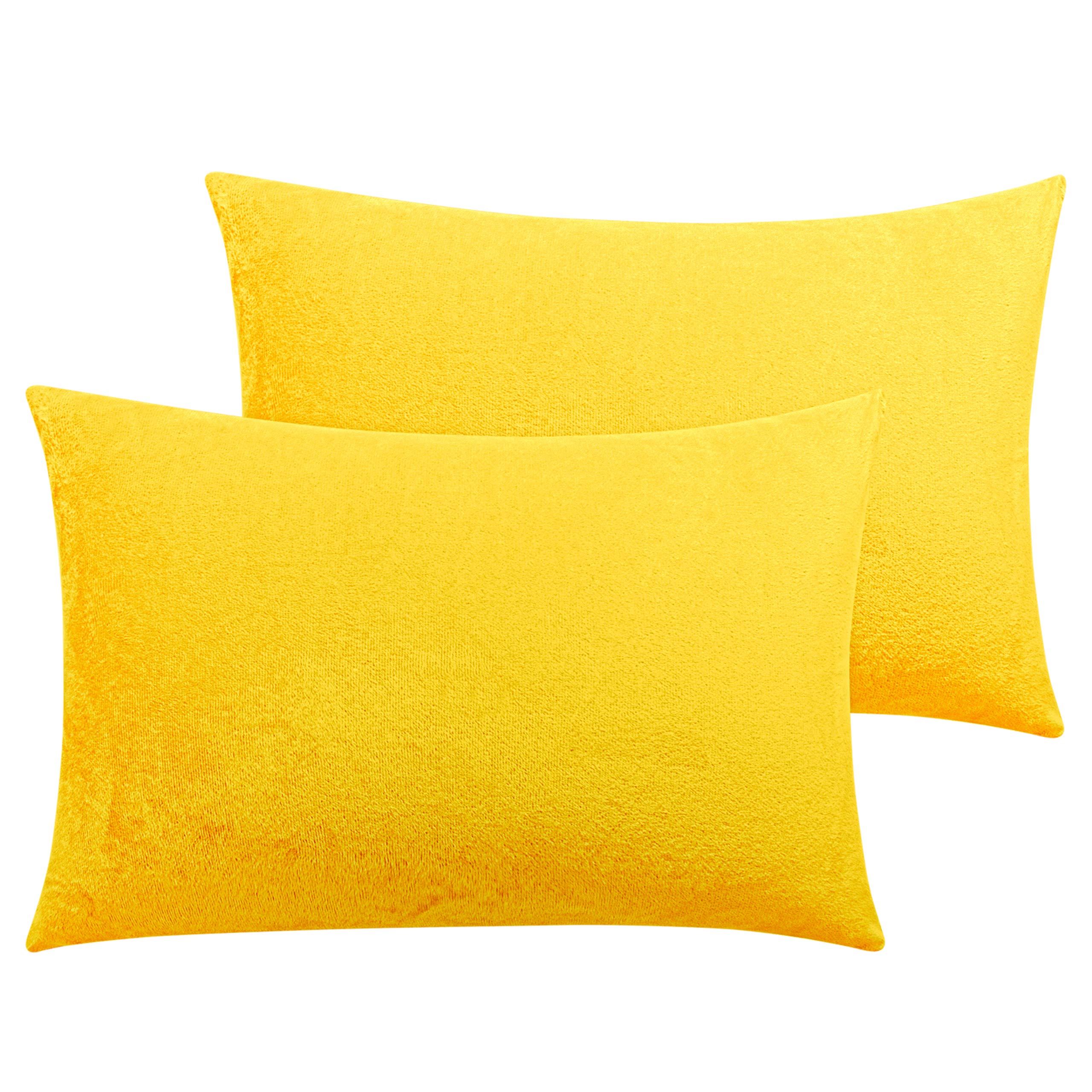 NTBAY Toddler Velvet Pillowcases, Set of 2, Zipper, Yellow
