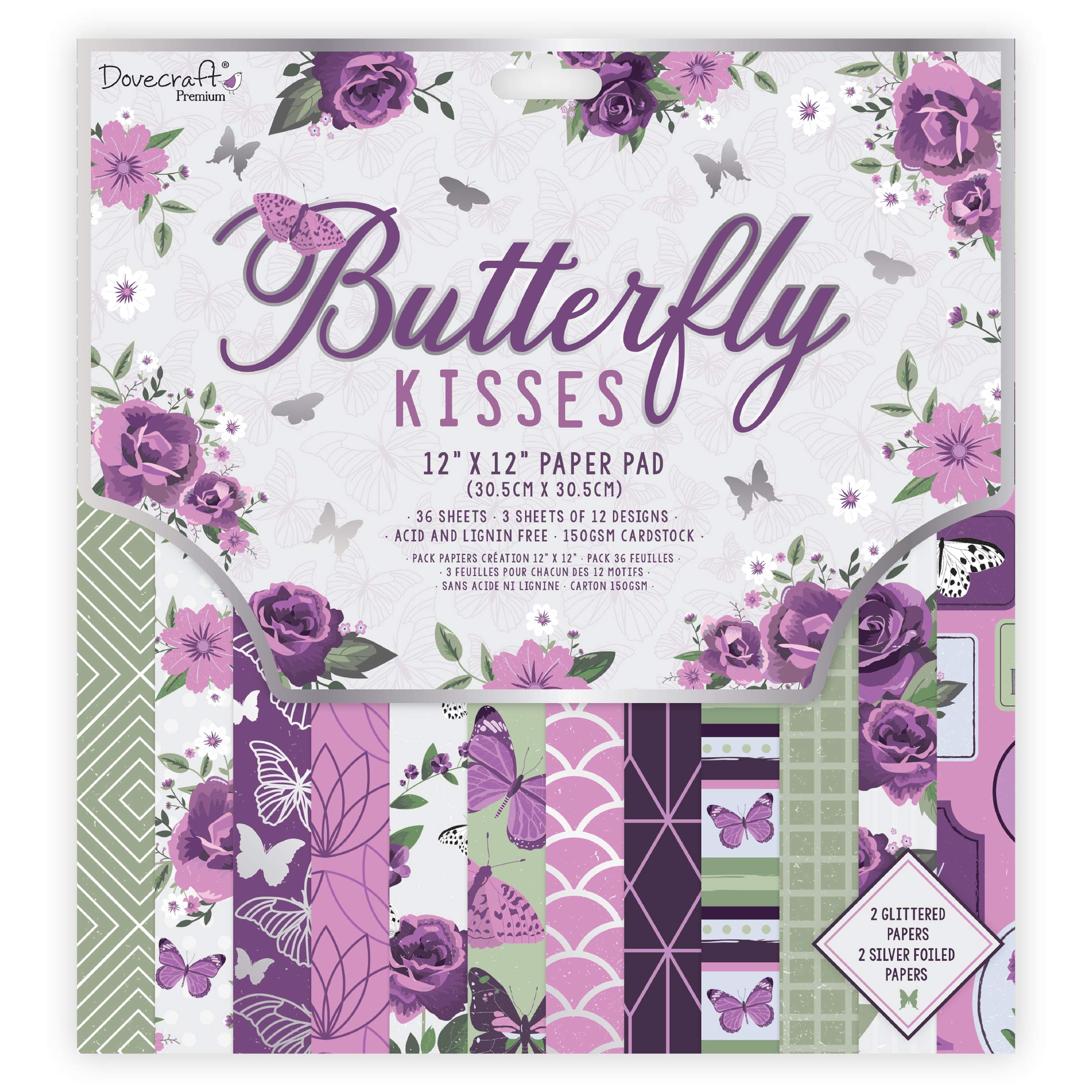 Dovecraft Multi Dcpap166 Premium Butterfly Kisses Fsc 12X12 Paper Pack, One Size